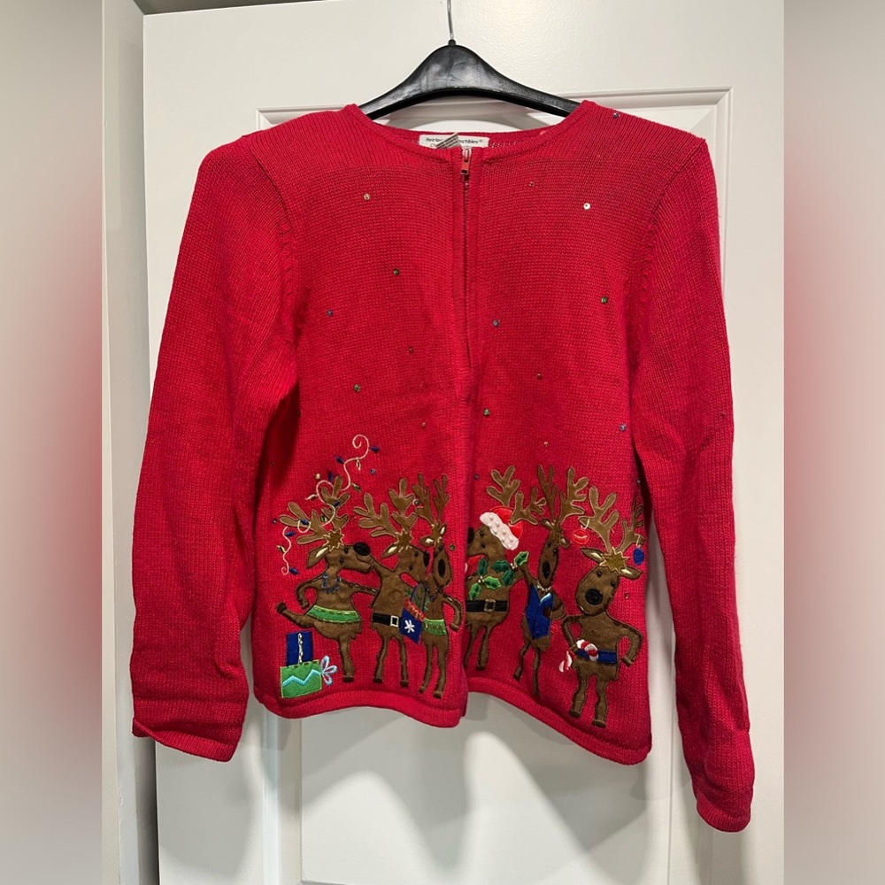 Heirloom Collectibles Vintage Reindeer Christmas Sweater Ladies Sz Large